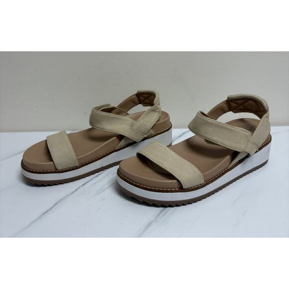Lucky Brand Womens Platform Sandals Size 7.5M Beige Textile Comfort - Picture 6 of 10